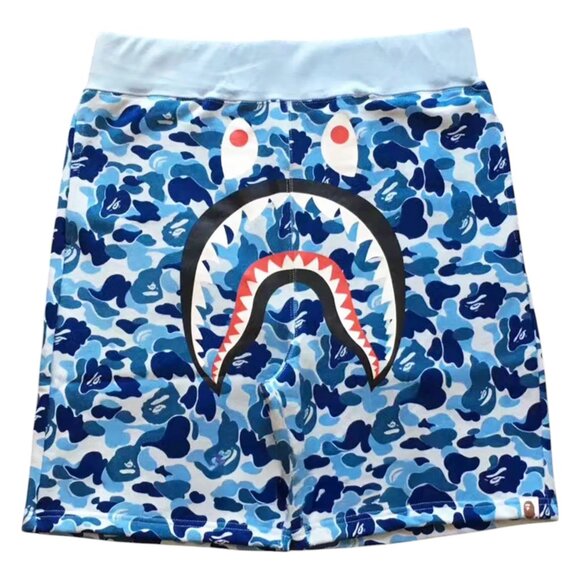 BAPE ABC Camo Shark Sweat Shorts Blue | A Bathing Ape - Picture 1 of 2